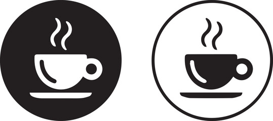 coffee cup pictogram round monochrome saucer steam vector