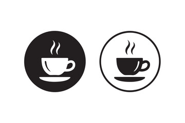 coffee cup icon set black and white circular beverage sign