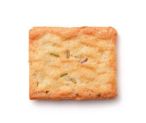 Top view of garlic and rosemary cracker