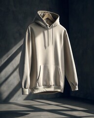 Dramatic Floating Oversized Hoodie Mockup – High-Detail Cotton Texture