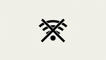 Fototapeta premium Wi fi signal icon with a cross overlay indicating lost connection, offline status or network outage, symbolizing technical issues, service disruption and no internet access