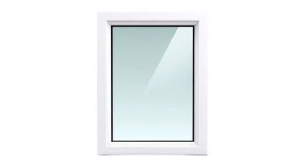 White window frame clear glass modern style isolated on transparent background minimal design home interior architecture element clean reflective surface bright simplicity