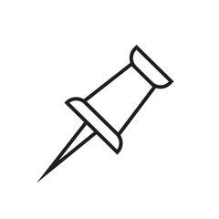 Pin Icon A Simple, Modern Line Drawing of a Push Pin for Digital and Print Design, Pin UI icon