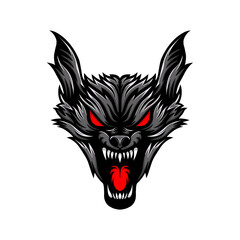 illustration of angry bat head mascot logo