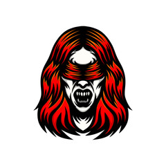 Angry female mascot logo illustration