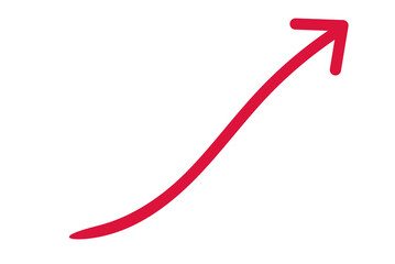 Red upward curved arrow icon symbolizing growth, progress, and success