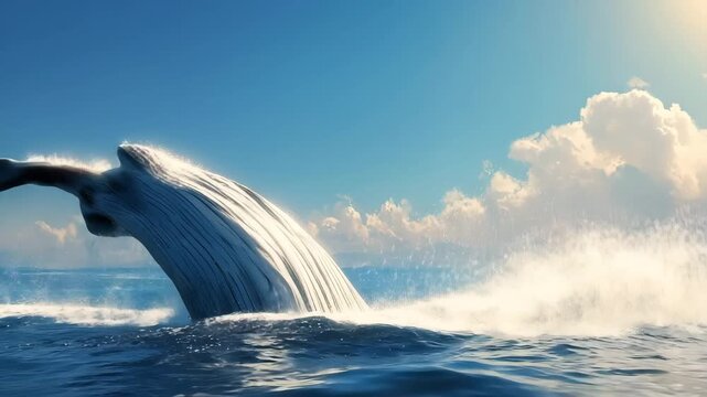 クジラが海面から跳び上がる姿