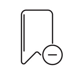 A simple black and white icon representing a bookmark with a minus symbol, suggesting an action like removing or unmarking