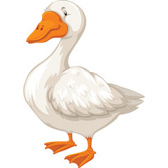 White Goose With Orange Beak And Feet Standing On Transparent Background Full Body Shot Detailed Feathers And Eyes