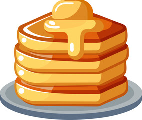 Stack of French toast with butter and syrup , white background