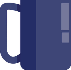 Simple and stylish dark blue mug featuring a sturdy handle and subtle decorative highlights