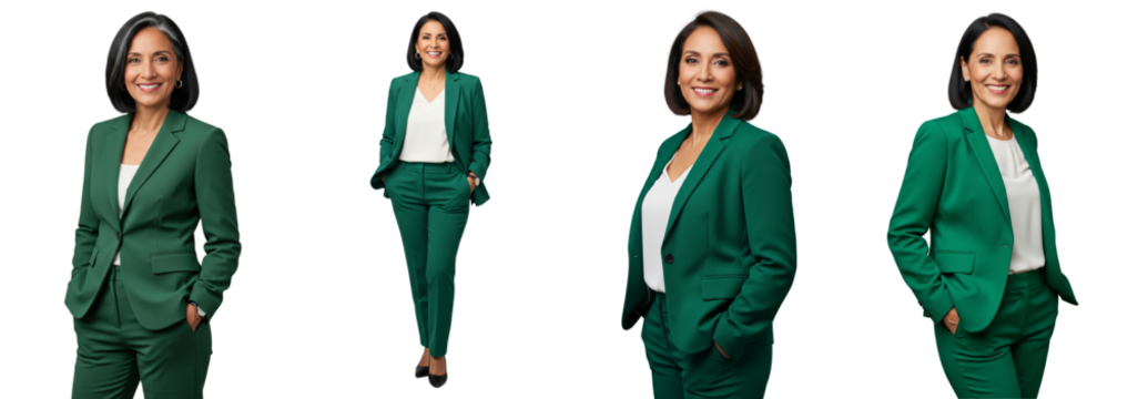 Group of business women smiling isolated on white or transparent background