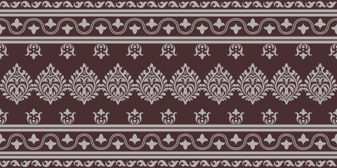 Indian ethnic pattern with elegant floral motifs in seamless design creating traditional and artistic decorative border style