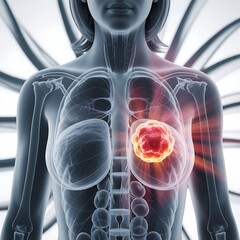 3d medical illustration of breast cancer tumor in human body