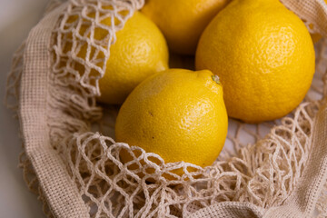 Fresh Lemons Ingredients – Minimal Healthy Kitchen Still Life on White Background