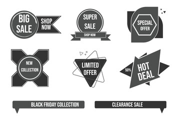Modern sale badges set for discounts and special offers.Great for online shops,banners,ads,social media and marketing.Fully editable vector graphics.Change text,colors and size anywhere online.