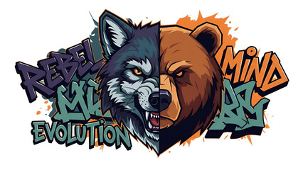 Fierce Wolf and Bear Mascots 