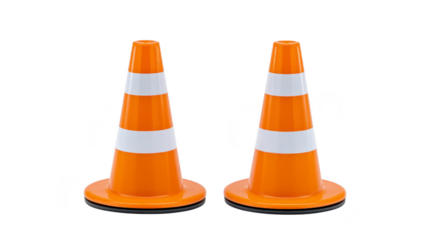 Orange traffic cone safety cone road cone plastic warning construction hazard striped reflective equipment isolated