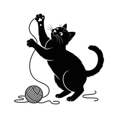 Cat playing with yarn