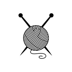 Single ball of yarn with knitting needles crossed
