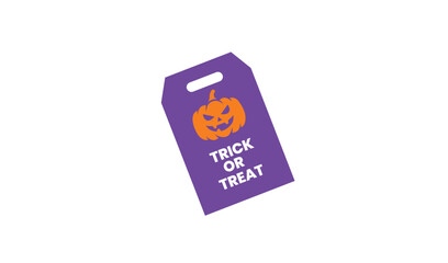 Purple halloween trick or treat bag with jack o lantern illustration