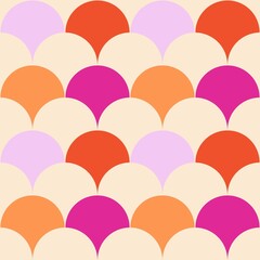 Warm Scallop Pattern in Orange, Pink and Lilac