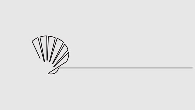 Continuous one line drawing of open oyster shell animation- Seashell symbol and banner of beauty spa and wellness salon.
