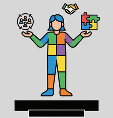 Colorful Diversity and Inclusion Illustration Vector Background for Teamwork and Unityvector illustration of a man with mobile phone