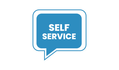 Blue speech bubble with self service text isolated on white background