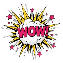 Exciting wow comic book style explosion with stars graphic