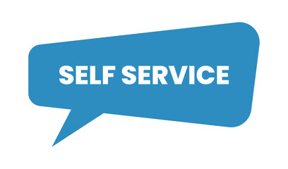 Blue speech bubble with self service text