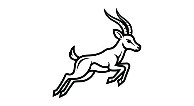 Elegant Springbok Leaping with Graceful Antelope Silhouette.