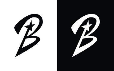Modern abstract letter B logo with star shape design in bold geometric style. Perfect for branding, sports, entertainment, and creative business identity. EPS vector file, fully editable