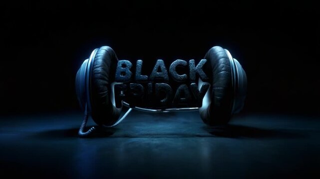 Dynamic Visual Representation of Black Friday Promotions Featuring Stylish Headphones and Explosive Color Effects in a Modern Design Aesthetic for Holiday Shopping Enthusiasts