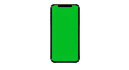 Modern smartphone with vibrant green screen ready for your custom content creation, perfect for app previews and digital displays