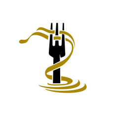 fork and noodle logo vector illustration