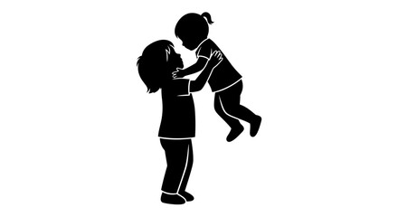 A loving mother playfully lifting her child in a joyful moment