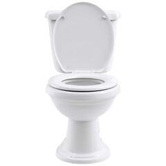 Isolated white toilet with seat up bathroom fixture clean and modern design