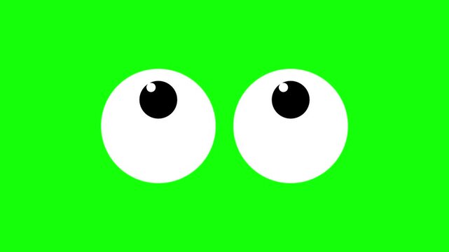 Animated cartoon eyes gif blinking in the dark and looking around and up and down. Isolated design element on Black Backdrop.