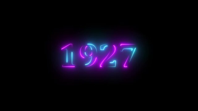 1927 neon line text. Abstract 1927 neon text animation, Glowing neon number text background. video animation . important year, important date 1927. Educational mathematics 1927 animation.