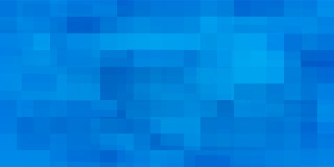 Blue mosaic pixel background with copy space. Gradient abstract tile background.