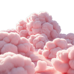 Obraz premium Aesthetic scene of Rose Quartz–colored clouds floating on a pure white background, soft lighting, elegant and dreamy atmosphere.”