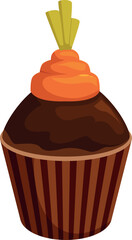 Chocolate cupcake with carrot decoration, perfect for easter or any special occasion