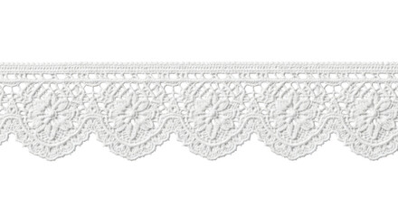 White lace trim border transparent background cutout png