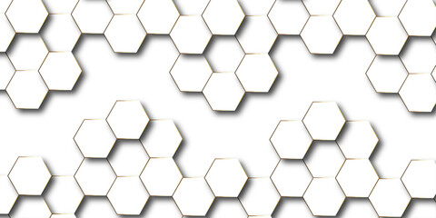 Abstract hexagon white background with shadow .white background Futuristic blue neon honeycombs. Modern technology design. Vector illustration