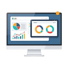 Computer screen displaying charts and graphs icon 2025-2026 transparent isolated on white background png 4k full hd download