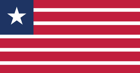 The flag of Liberia, featuring red and white stripes and a blue canton with a white star.
