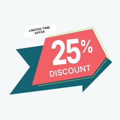 Limited time offer 25 percent discount arrow sign