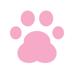 Paw print silhouette icon sign symbol. Dog cat pawprint. Pink footprint set. White background. Isolated. Childish style. Flat design. Vector illustration