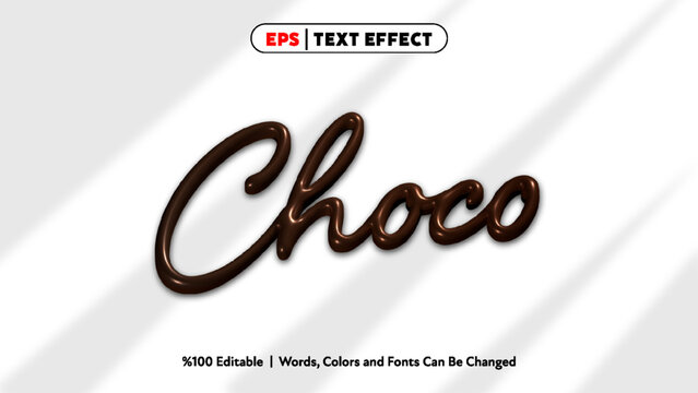 Chocolate text effect with dripping dark chocolate style editable vector design for creative projects and branding